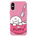 For iPhone X / XS Skin Feeling Jelly TPU Hybrid PC Phone Case(A Bowl of Puppy Pink)