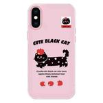 For iPhone X / XS Skin Feeling Jelly TPU Hybrid PC Phone Case(Apple Black Cat Pink)