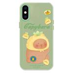 For iPhone X / XS Skin Feeling Jelly TPU Hybrid PC Phone Case(Pineapple Capybara Green)