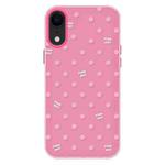 For iPhone XR Skin Feeling Jelly TPU Hybrid PC Phone Case(Polka Dot Rose Red)