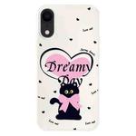 For iPhone XR Skin Feeling Jelly TPU Hybrid PC Phone Case(Love Cat White)