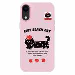 For iPhone XR Skin Feeling Jelly TPU Hybrid PC Phone Case(Apple Black Cat Pink)