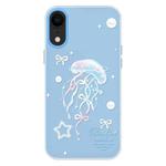 For iPhone XR Skin Feeling Jelly TPU Hybrid PC Phone Case(Blue Jellyfish)