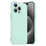 For iPhone 15 Pro Max Nano Lens Cover Liquid Silicone Phone Case(Light Cyan)