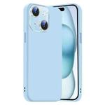 For iPhone 15 Plus Nano Lens Cover Liquid Silicone Phone Case(Light Blue)