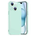 For iPhone 15 Plus Nano Lens Cover Liquid Silicone Phone Case(Light Cyan)