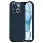 For iPhone 15 Nano Lens Cover Liquid Silicone Phone Case(Titanium Blue)