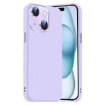 For iPhone 15 Nano Lens Cover Liquid Silicone Phone Case(Light Purple)