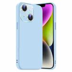 For iPhone 14 Plus Nano Lens Cover Liquid Silicone Phone Case(Light Blue)