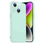 For iPhone 14 Plus Nano Lens Cover Liquid Silicone Phone Case(Light Cyan)