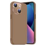 For iPhone 13 Nano Lens Cover Liquid Silicone Phone Case(Desert Gold)