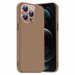 For iPhone 12 Pro Nano Lens Cover Liquid Silicone Phone Case(Desert Gold)