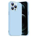 For iPhone 12 Pro Max Nano Lens Cover Liquid Silicone Phone Case(Light Blue)