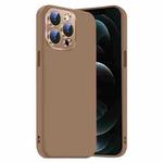 For iPhone 12 Pro Max Nano Lens Cover Liquid Silicone Phone Case(Desert Gold)