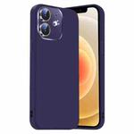 For iPhone 12 Nano Lens Cover Liquid Silicone Phone Case(Dark Purple)