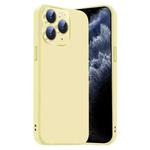 For iPhone 11 Pro Max Nano Lens Cover Liquid Silicone Phone Case(Yellow)