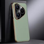 For Huawei Pura 80 5G Genuine Leather PC Phone Case(Green)