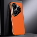 For Huawei Pura 80 5G Genuine Leather PC Phone Case(Orange)