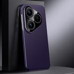 For Huawei Pura 80 5G Genuine Leather PC Phone Case(Dark Purple)