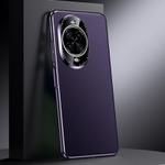 For Huawei nova 14 Pro Genuine Leather PC Phone Case(Dark Purple)