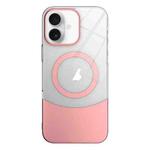 For iPhone 16 Plus Slim Color Contrast MagSafe PC Transparent Phone Case(Pink)