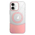 For iPhone 16 Slim Color Contrast MagSafe PC Transparent Phone Case(Pink)