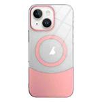 For iPhone 13 Slim Color Contrast MagSafe PC Transparent Phone Case(Pink)