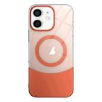 For iPhone 11 Slim Color Contrast MagSafe PC Transparent Phone Case(Orange)