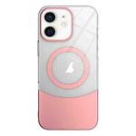 For iPhone 11 Slim Color Contrast MagSafe PC Transparent Phone Case(Pink)