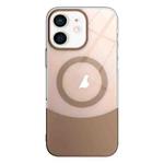 For iPhone 11 Slim Color Contrast MagSafe PC Transparent Phone Case(Gold)
