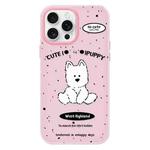 For iPhone 16 Pro Max Skin Feeling Jelly TPU Hybrid PC Phone Case(Line Dog Pink)