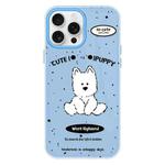 For iPhone 16 Pro Max Skin Feeling Jelly TPU Hybrid PC Phone Case(Line Dog Blue)