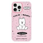 For iPhone 16 Pro Skin Feeling Jelly TPU Hybrid PC Phone Case(Line Dog Pink)