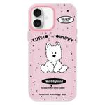 For iPhone 16 Plus Skin Feeling Jelly TPU Hybrid PC Phone Case(Line Dog Pink)