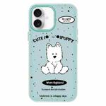 For iPhone 16 Plus Skin Feeling Jelly TPU Hybrid PC Phone Case(Line Dog Light Green)