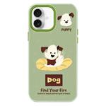 For iPhone 16 Plus Skin Feeling Jelly TPU Hybrid PC Phone Case(Enthusiastic Puppy Green)