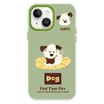 For iPhone 13 Skin Feeling Jelly TPU Hybrid PC Phone Case(Enthusiastic Puppy Green)