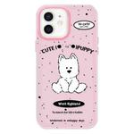 For iPhone 12 Skin Feeling Jelly TPU Hybrid PC Phone Case(Line Dog Pink)