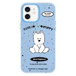 For iPhone 12 Skin Feeling Jelly TPU Hybrid PC Phone Case(Line Dog Blue)