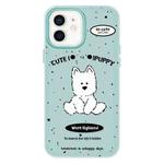 For iPhone 12 Skin Feeling Jelly TPU Hybrid PC Phone Case(Line Dog Light Green)