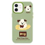 For iPhone 12 Skin Feeling Jelly TPU Hybrid PC Phone Case(Enthusiastic Puppy Green)