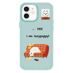 For iPhone 11 Skin Feeling Jelly TPU Hybrid PC Phone Case(Little Lazy Dog ??Light Green)