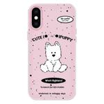 For iPhone X / XS Skin Feeling Jelly TPU Hybrid PC Phone Case(Line Dog Pink)