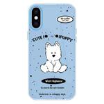 For iPhone X / XS Skin Feeling Jelly TPU Hybrid PC Phone Case(Line Dog Blue)