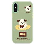 For iPhone X / XS Skin Feeling Jelly TPU Hybrid PC Phone Case(Enthusiastic Puppy Green)