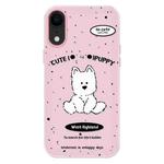 For iPhone XR Skin Feeling Jelly TPU Hybrid PC Phone Case(Line Dog Pink)