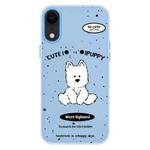 For iPhone XR Skin Feeling Jelly TPU Hybrid PC Phone Case(Line Dog Blue)