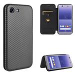 For Sony Xperia Ace Carbon Fiber Texture Horizontal Flip TPU + PC + PU Leather Case with Card Slot(Black)