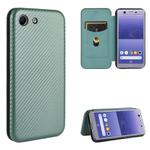 For Sony Xperia Ace Carbon Fiber Texture Horizontal Flip TPU + PC + PU Leather Case with Card Slot(Green)