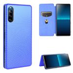For Sony Xperia L4 Carbon Fiber Texture Horizontal Flip TPU + PC + PU Leather Case with Card Slot(Blue)